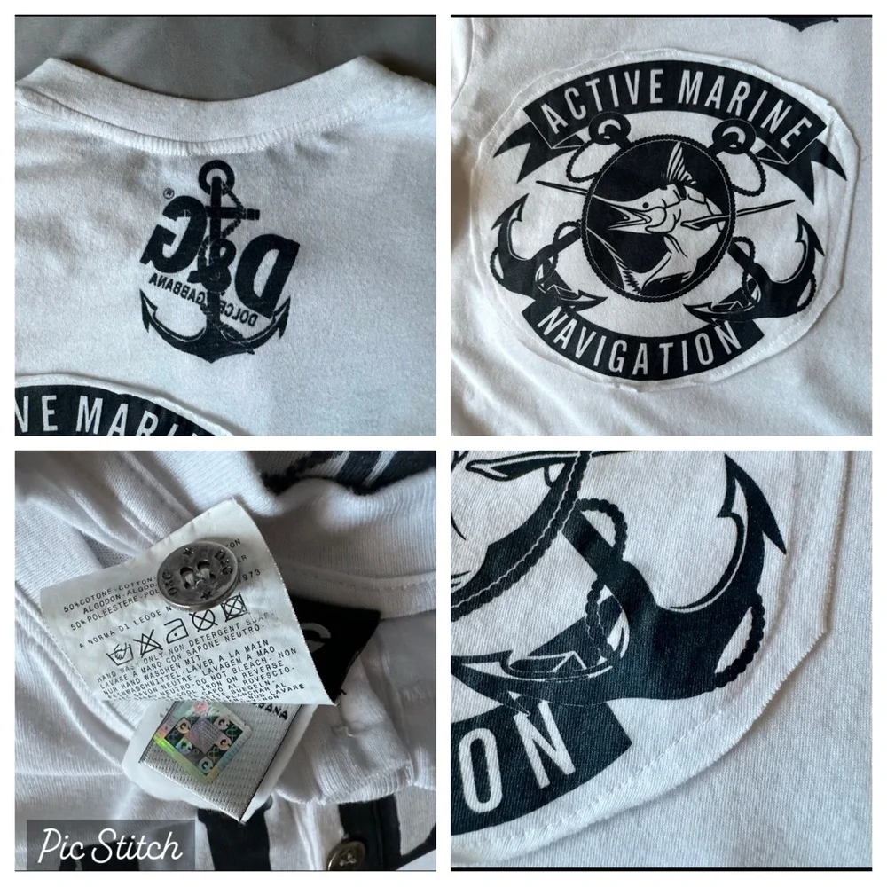 ON HOLD! Vintage D & G Dolce And Gabbana 2000s Sailor Henley Tshirt L Y2K D&G - Picture 8 of 11